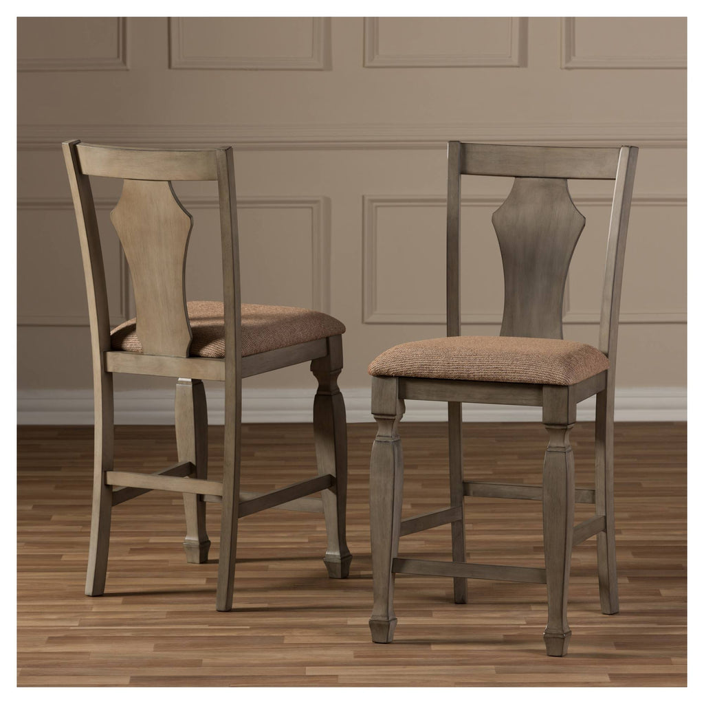 Shabby Chic Grey Fabric Counter Stool - Set of 2 X6613