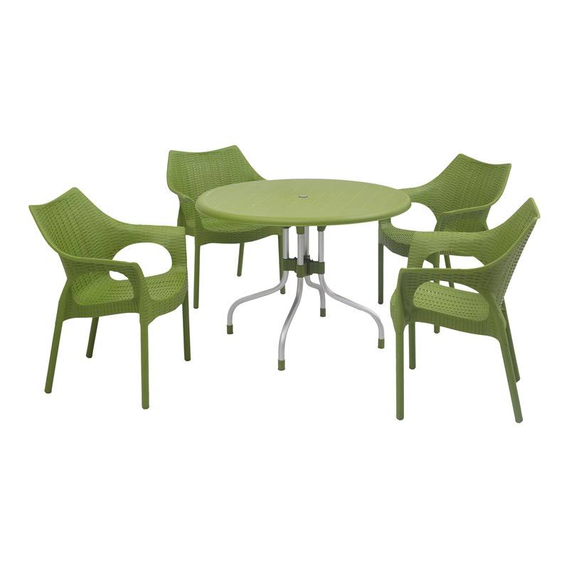 Green Patio Table with Four Chairs B987