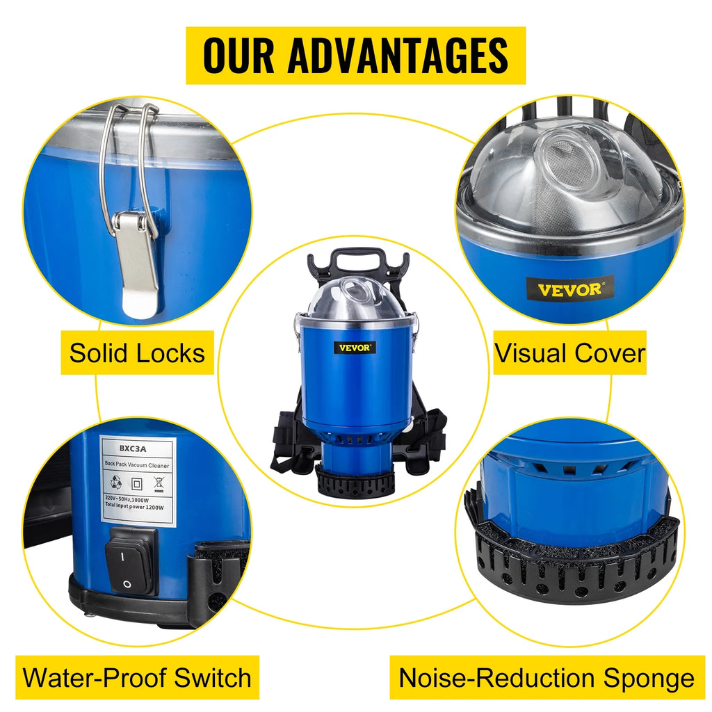 Commercial 5 in 1 HEPA Backpack Vacuum Cleaner with Telescoping Wand R408003