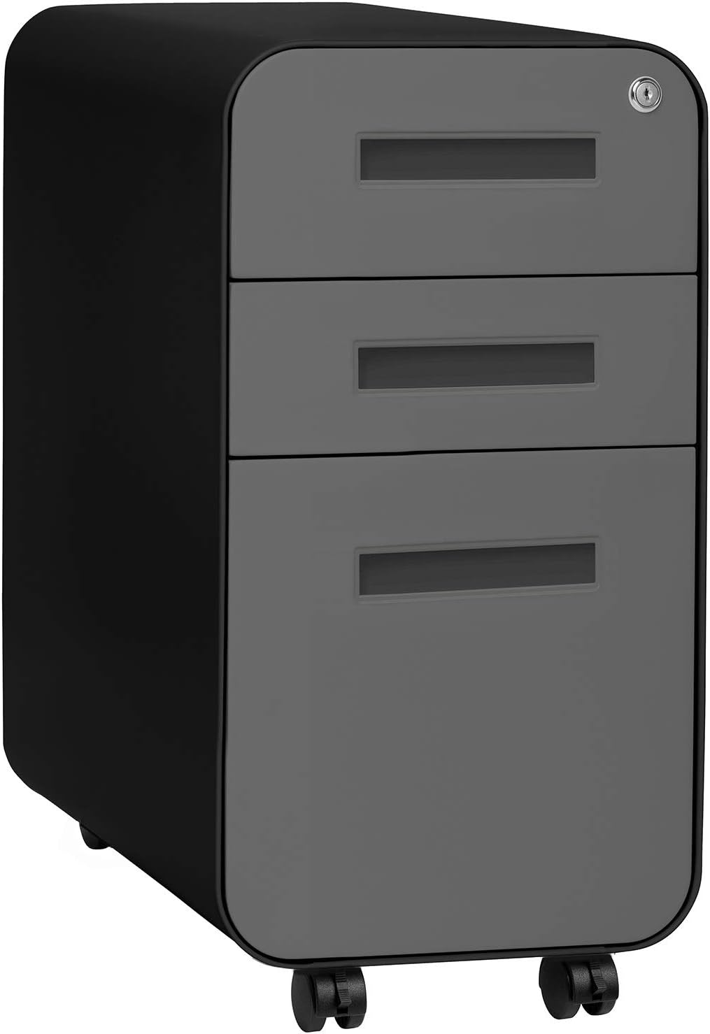3-Drawer Mobile File Cabinet White/Orange K9914