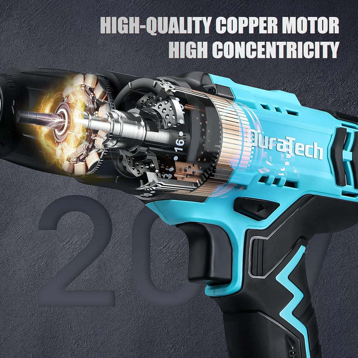 20V Cordless Drill Driver Set with 1/2” Keyless Chuck, 16pcs Drill Bits, Pack of 2 S252