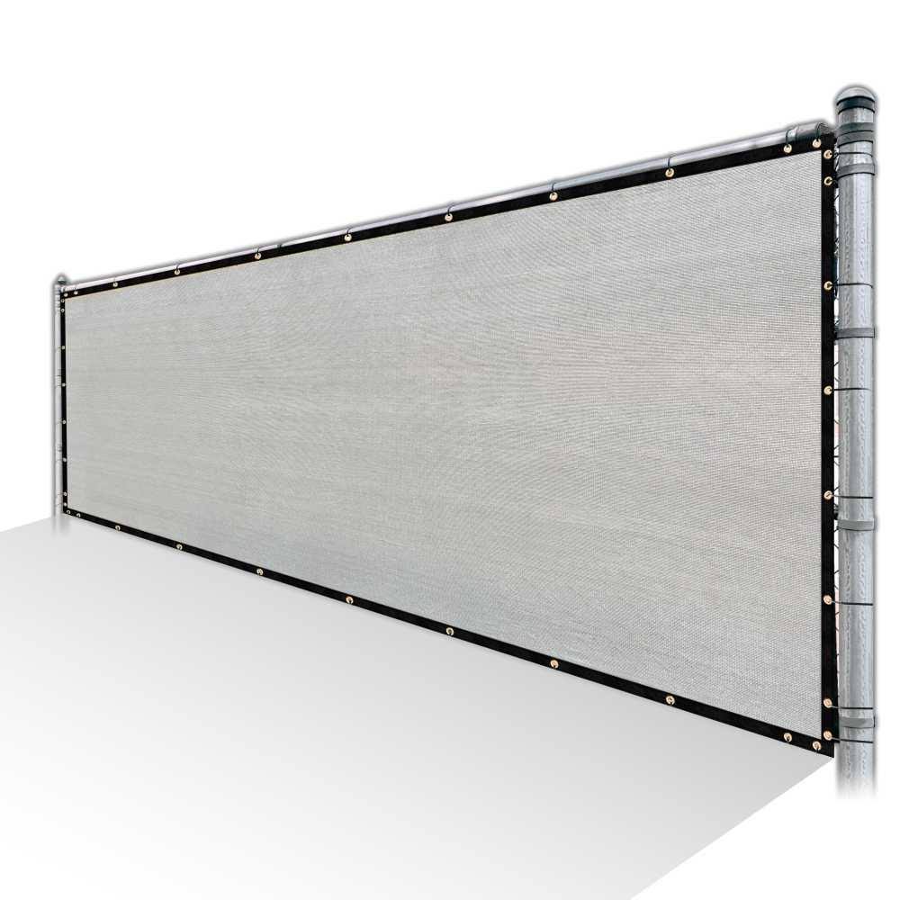 Grey Privacy Fence Screen HDPE Mesh Windscreen with Reinforced Grommets N87482