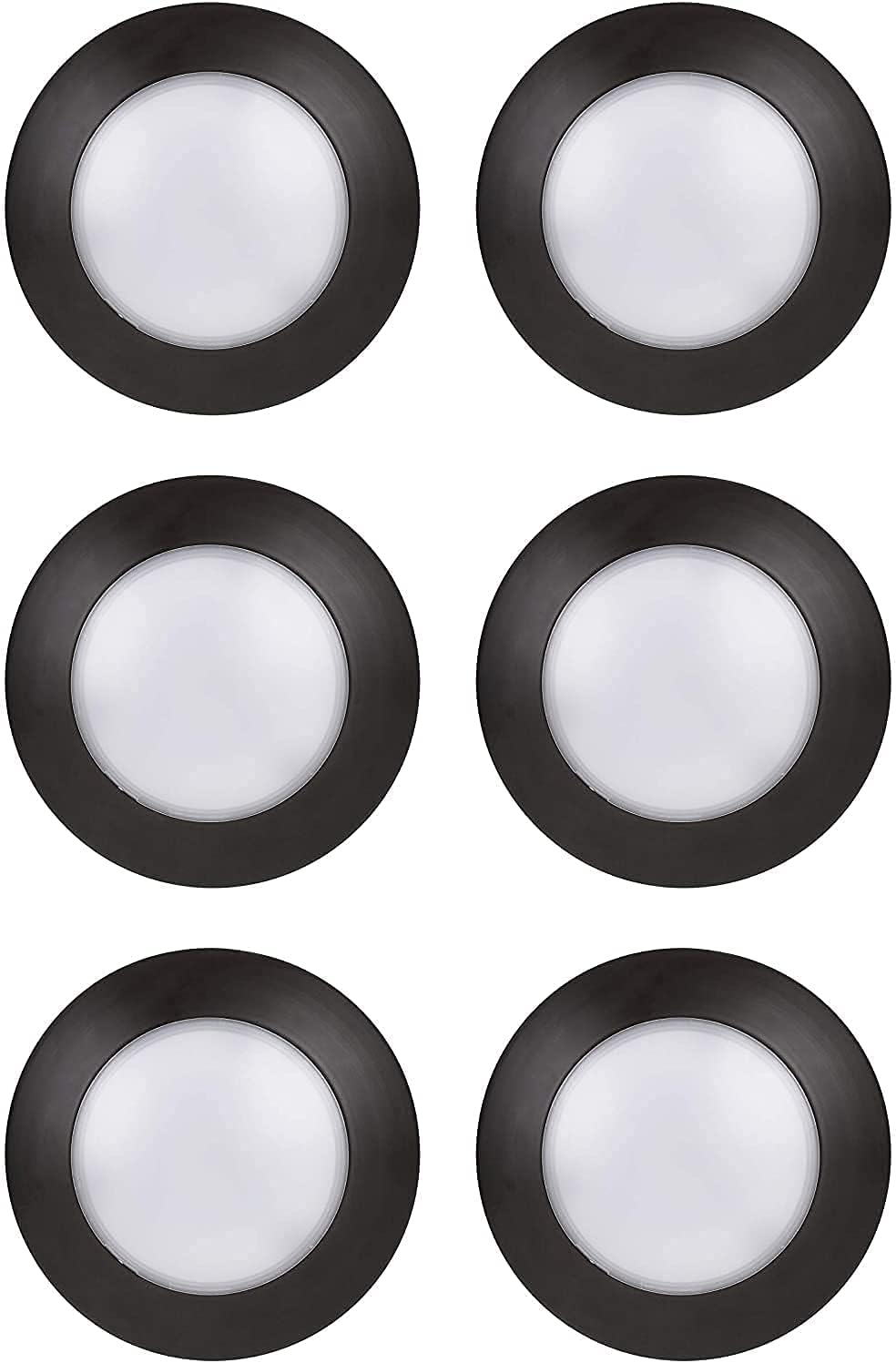 6 Pack Dimmable LED Disk Light, 10.5W, 2700K Warm White, Bronze Trim B99396