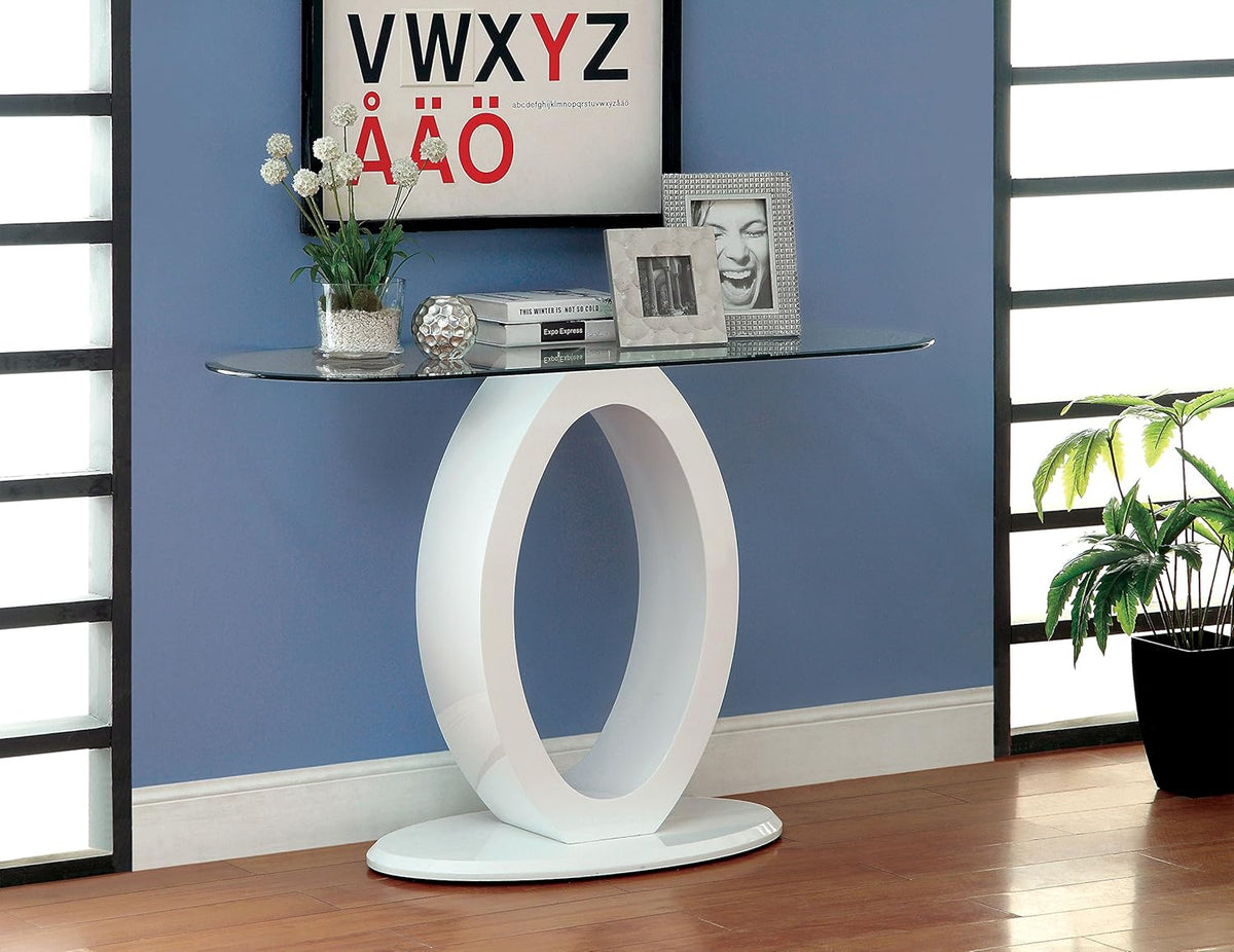 White Glass Top Sofa Table F508931