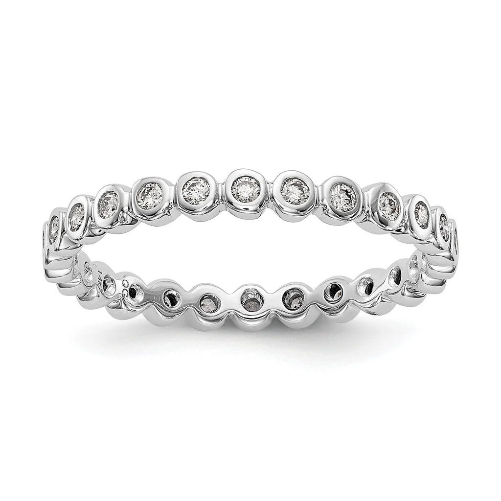 14k White Gold Bezel Set Diamond Eternity Wedding Band Ring Size 7.5 M74740