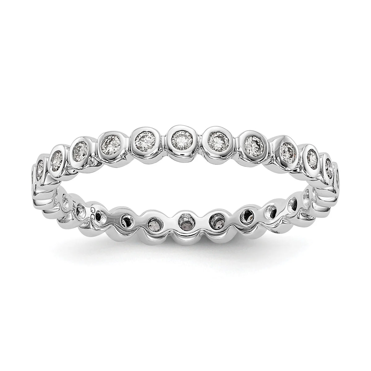 14k White Gold Bezel Set Diamond Eternity Wedding Band Ring Size 7.5 M74740