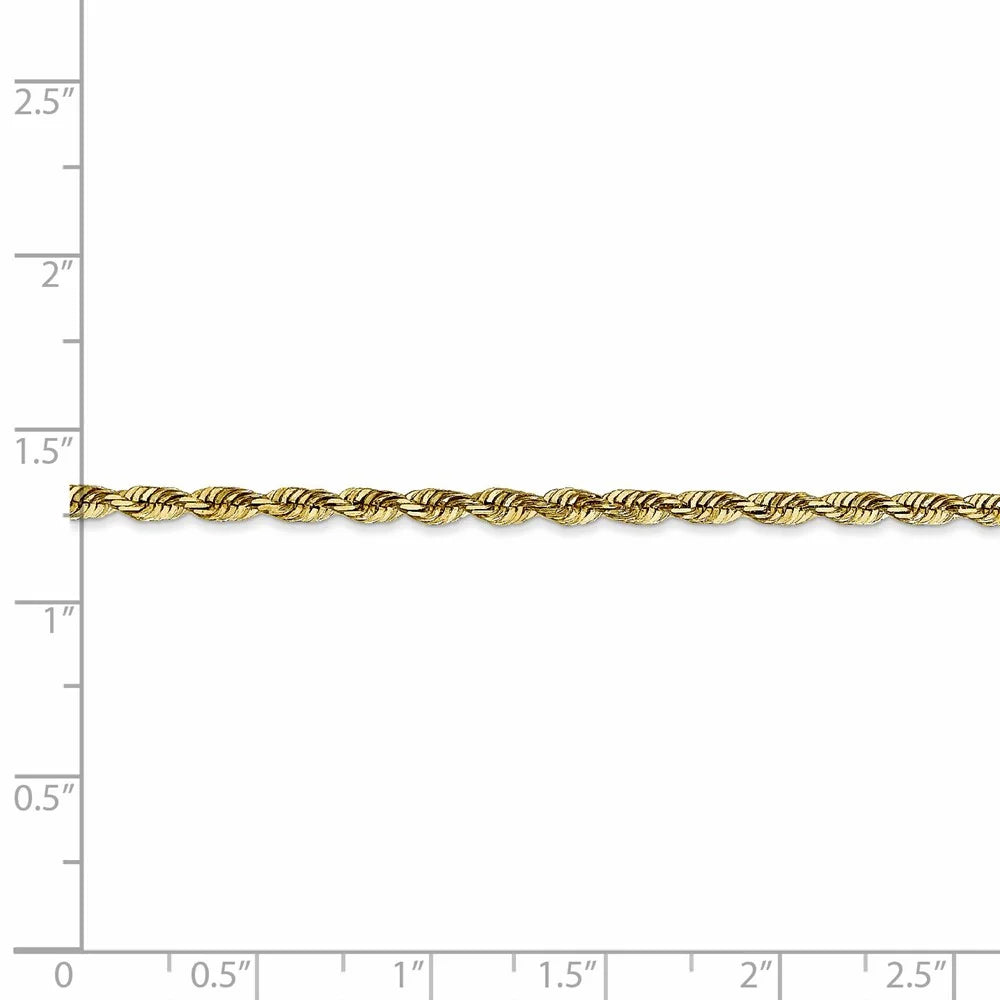 10kt Yellow Gold Diamond-Cut Lightweight Rope Chain Bracelet X7364