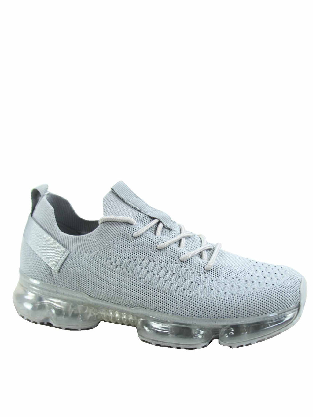Grey Stretch Elastic Mesh Lace Up Rubber Sneaker K301