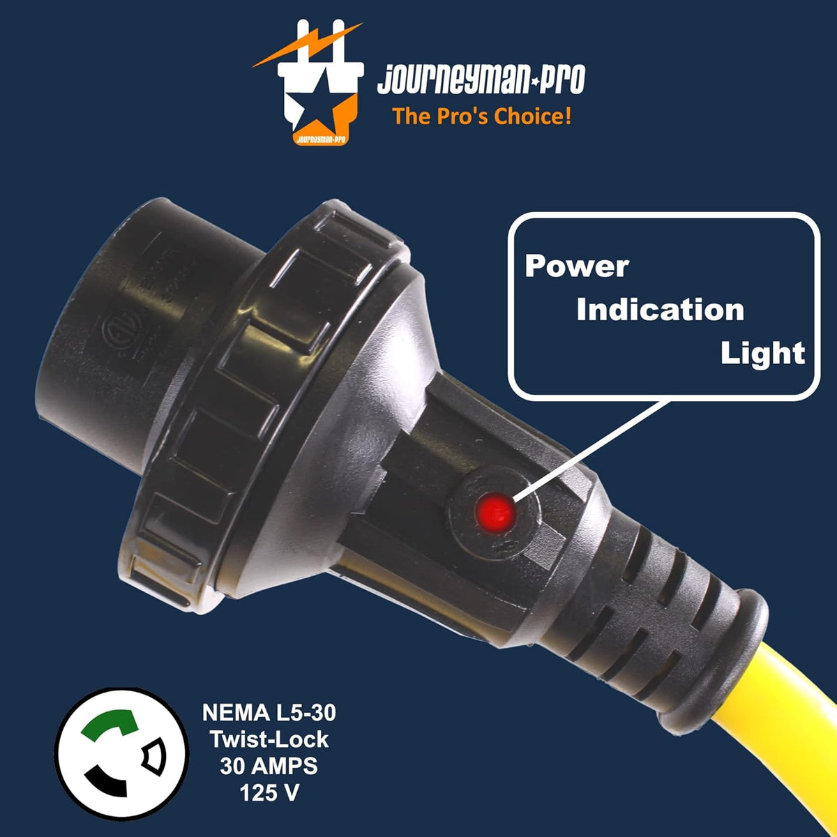 30A RV Power Extension Cord, 50 Feet, 125V, 30 AMP, Twist Lock Y20416