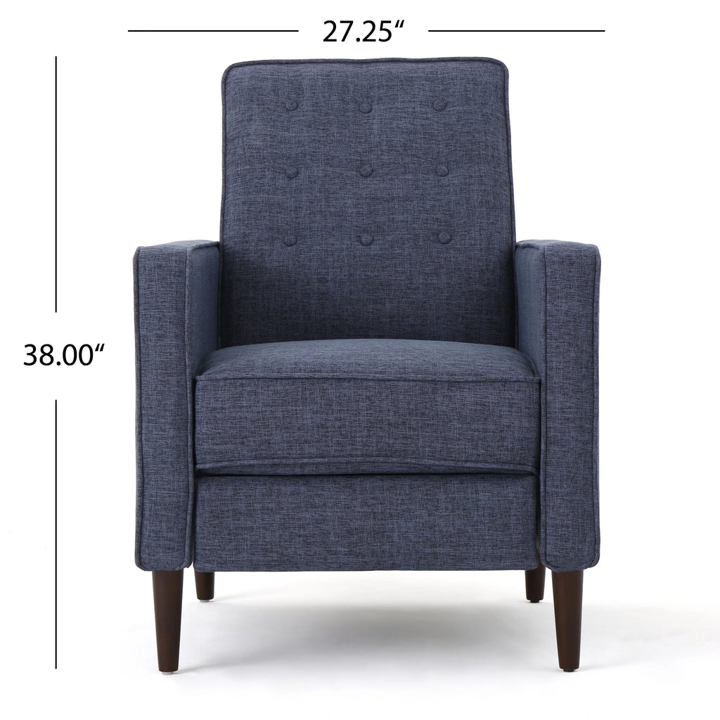Dark Blue Fabric Button Tufted Recliner K703