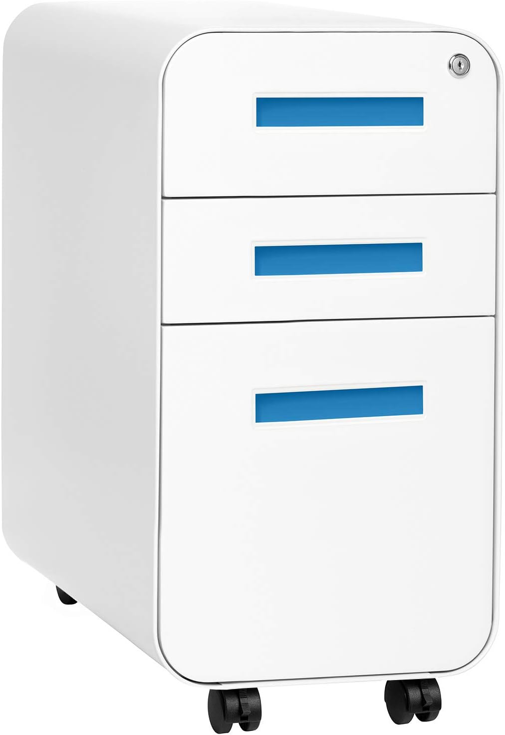 3-Drawer Mobile File Cabinet White/Orange K9914
