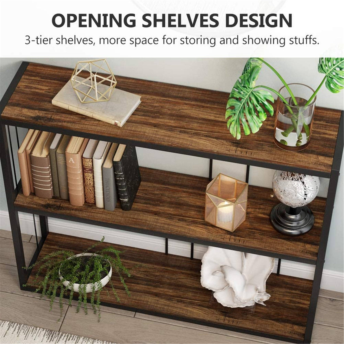Rustic-Brown 3-Tier Console Table U671738