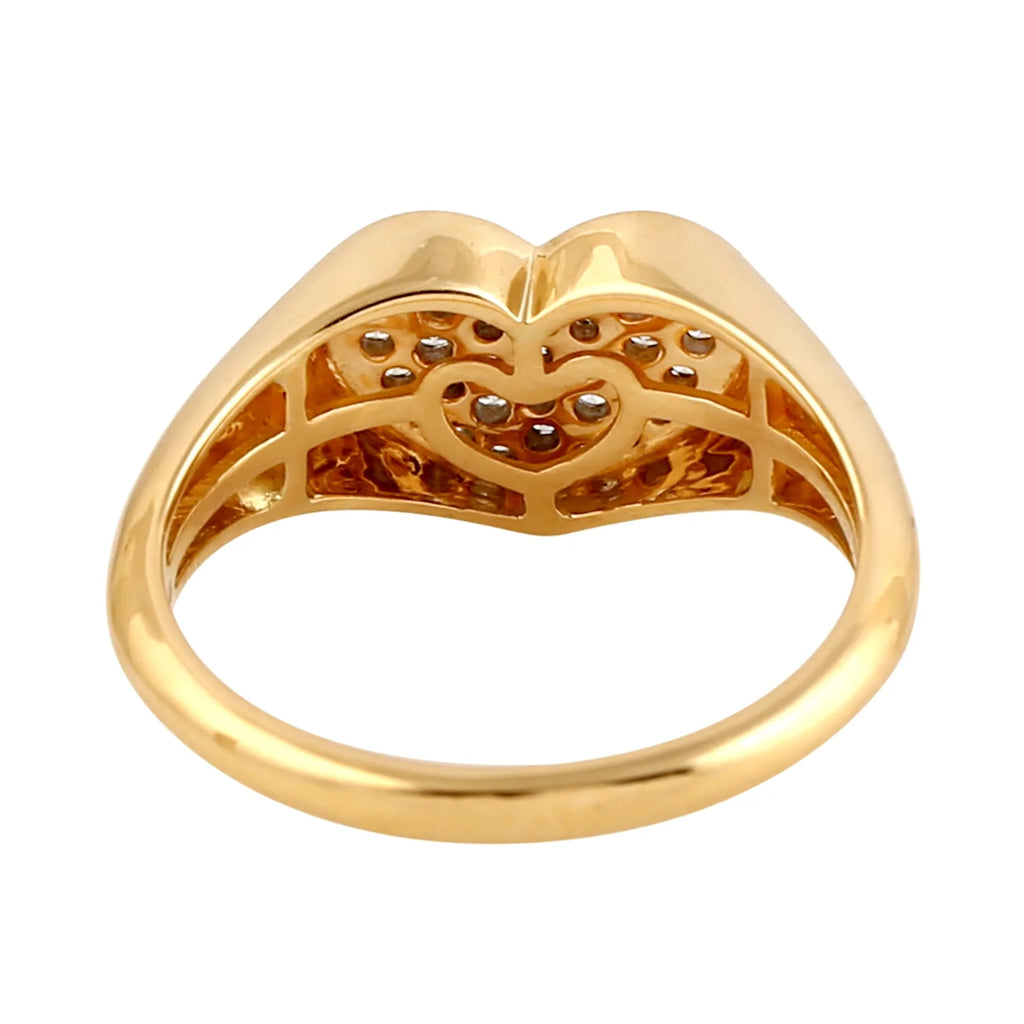 Yellow Gold Plated 925 Silver CZ Diamond Heart Promise Ring U77948