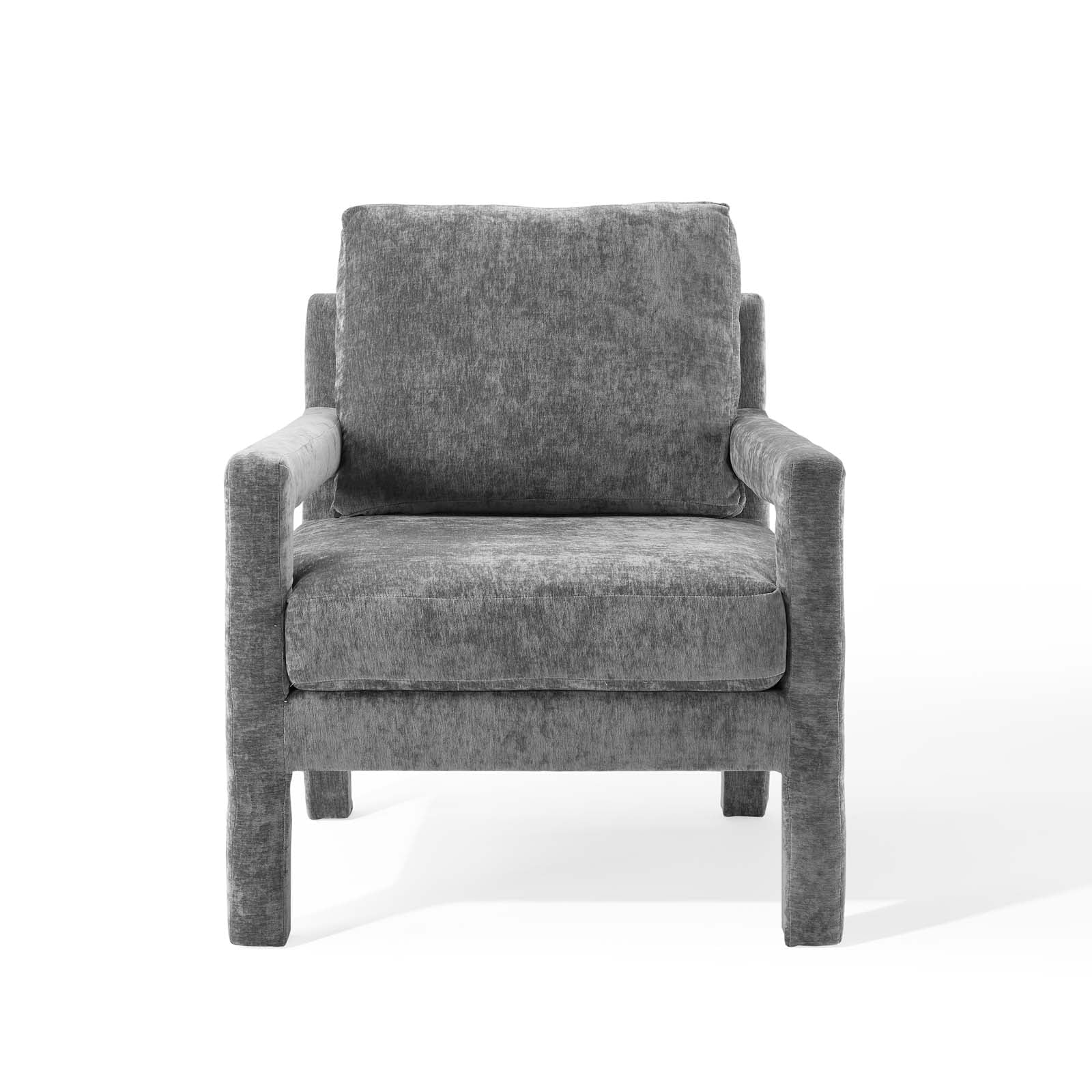 Gray Crushed Velvet Armchair K5765