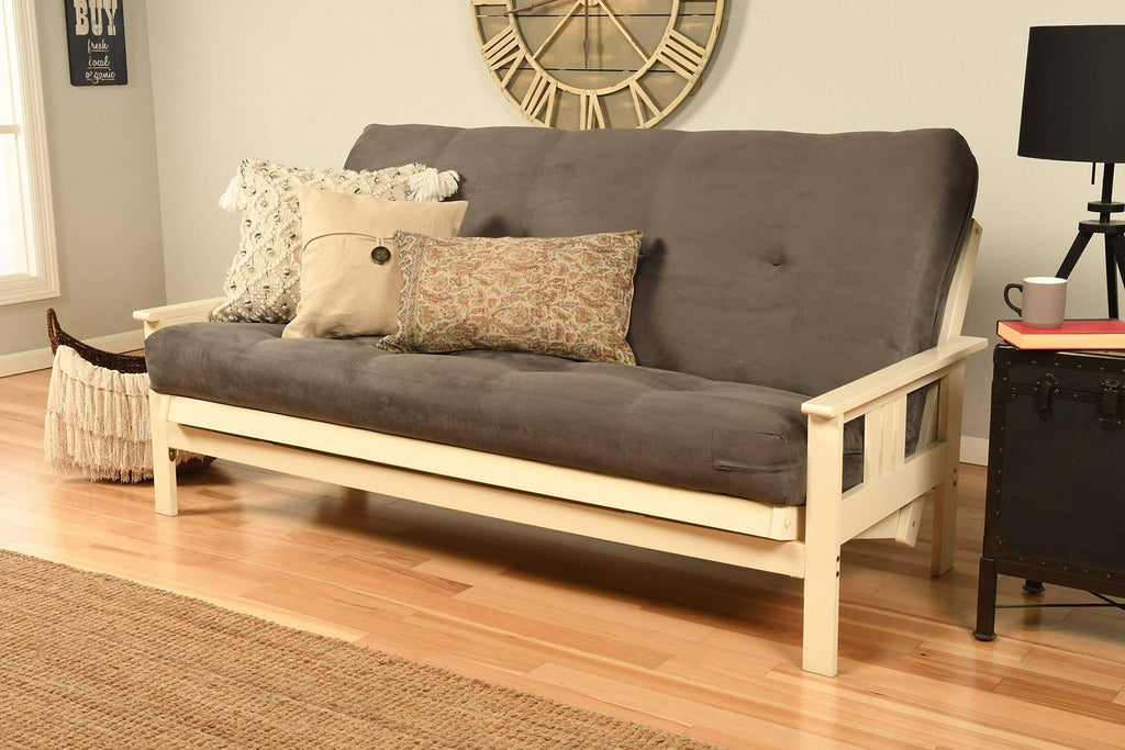 Antique White Finish Suede Gray Mattress S97759