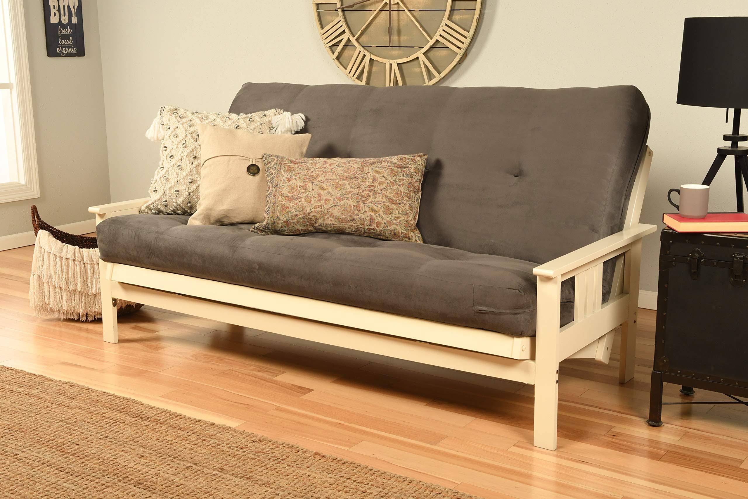 Antique White Finish Suede Gray Mattress S97759