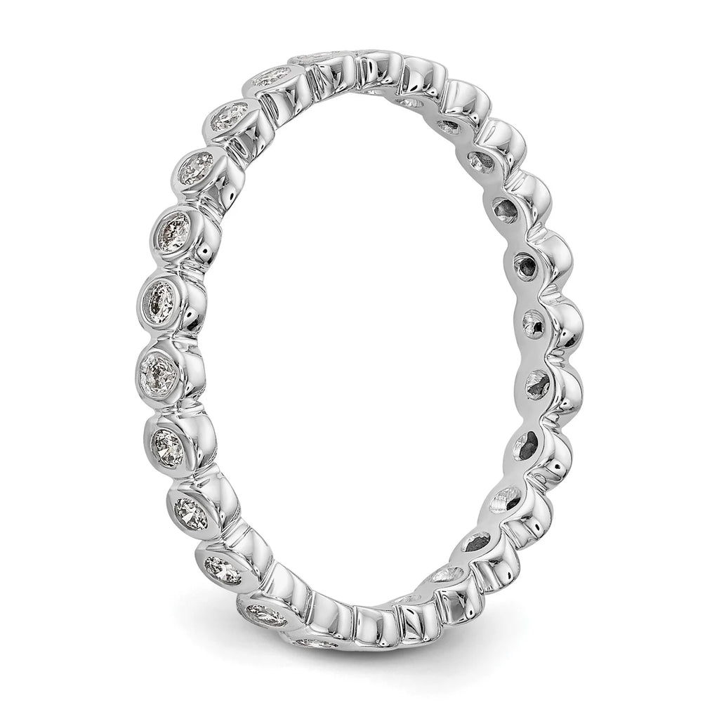 14k White Gold Bezel Set Diamond Eternity Wedding Band Ring Size 7.5 M74740