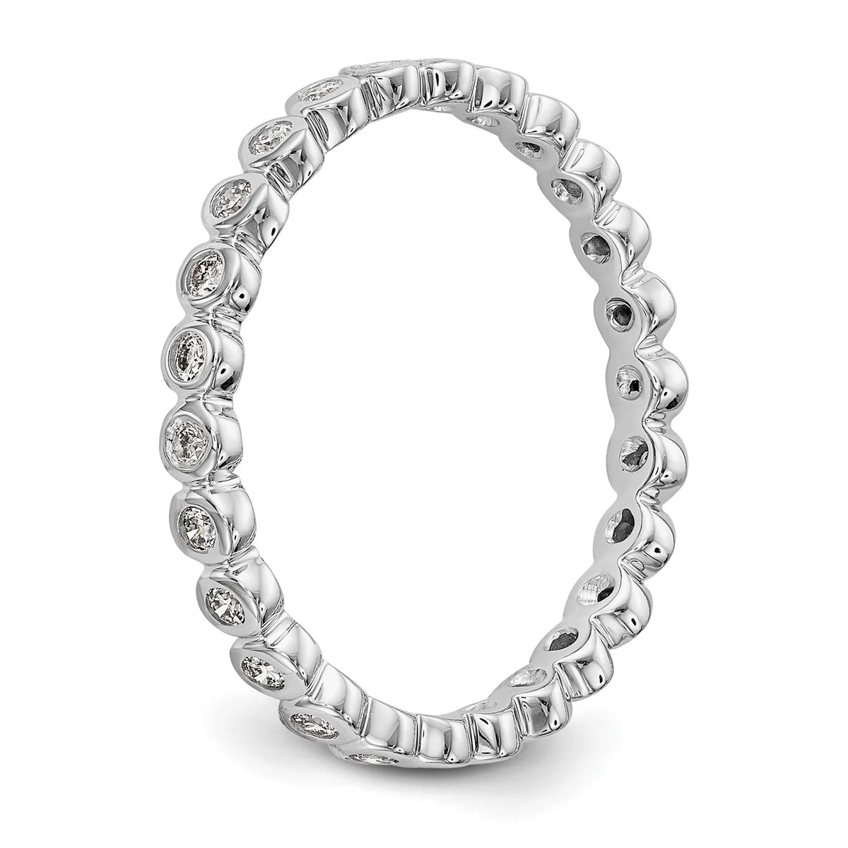 14k White Gold Bezel Set Diamond Eternity Wedding Band Ring Size 7.5 M74740