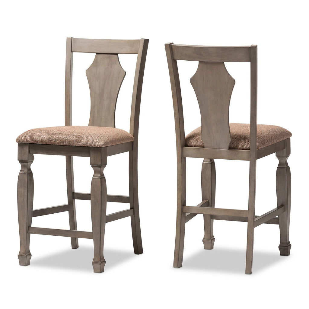 Shabby Chic Grey Fabric Counter Stool - Set of 2 X6613