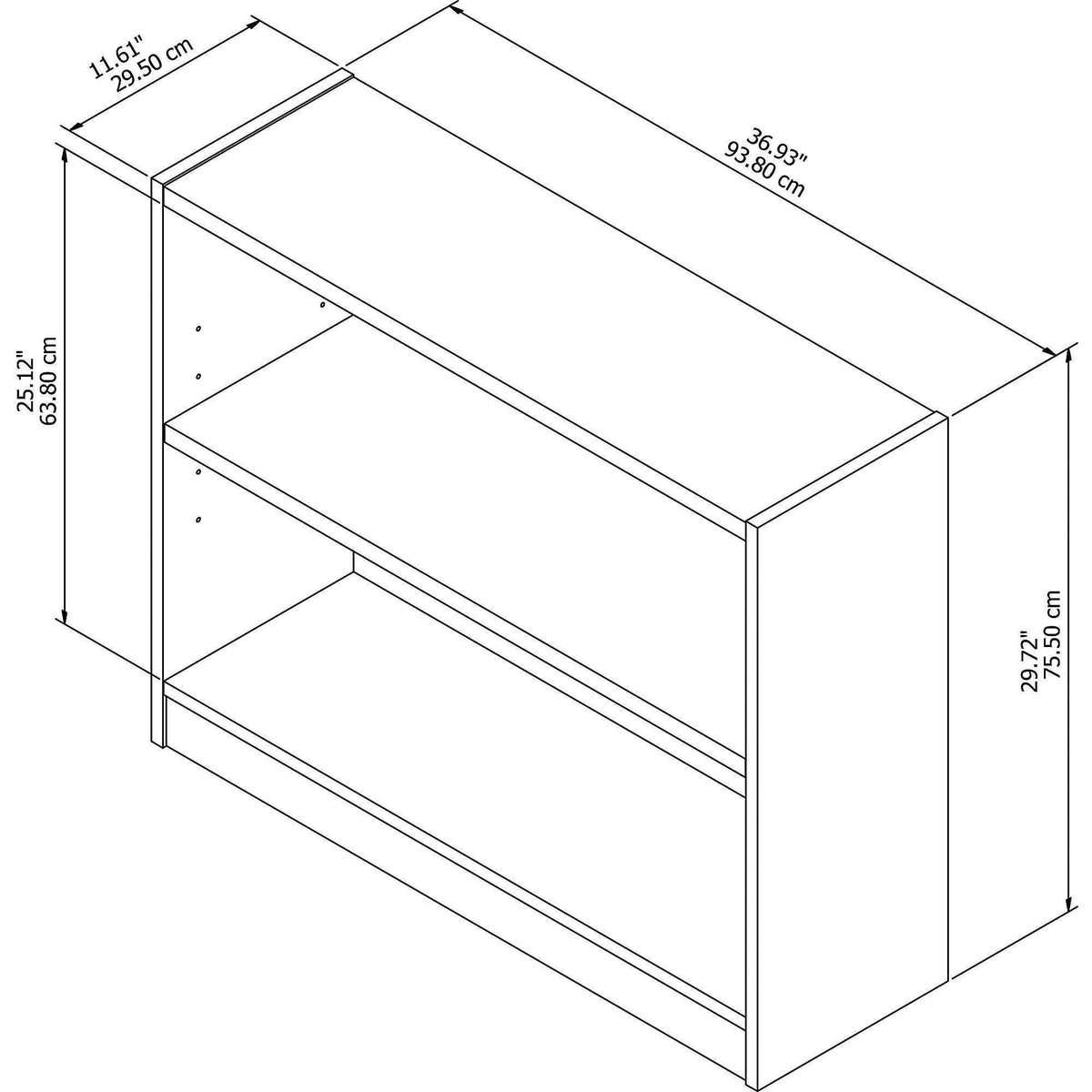 Rustic Gray 2 Shelf Bookcase T5348
