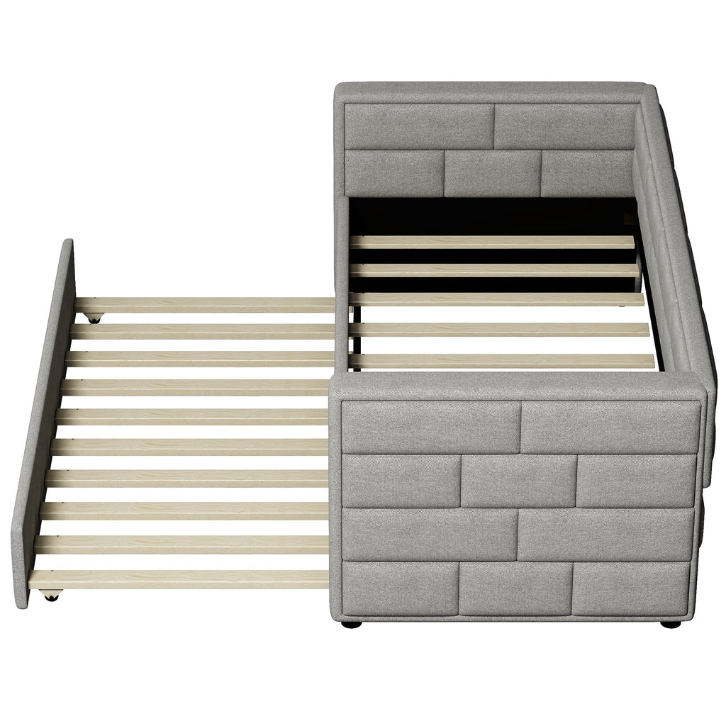 Gray Twin Size Upholstered Daybed with Trundle K285