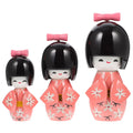 3 Pcs Japanese Wooden Antique Dolls Desktop Figurine X8832