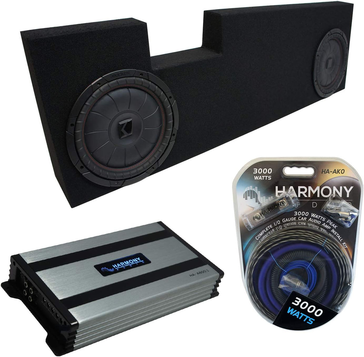 Dual 10" Loaded Sub Box Enclosure with Class D Amp Mono Amplifier X282511