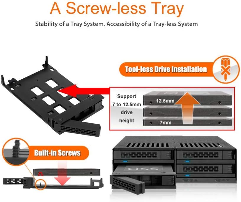 6 x 2.5" SATA HDD SSD Hot Swap Cage for External 5.25" Bay Y29675