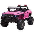 Pink 12V Kids Electric 2-Seater Ride on Police Car SUV Truck Toy with Parental Remote Control H876