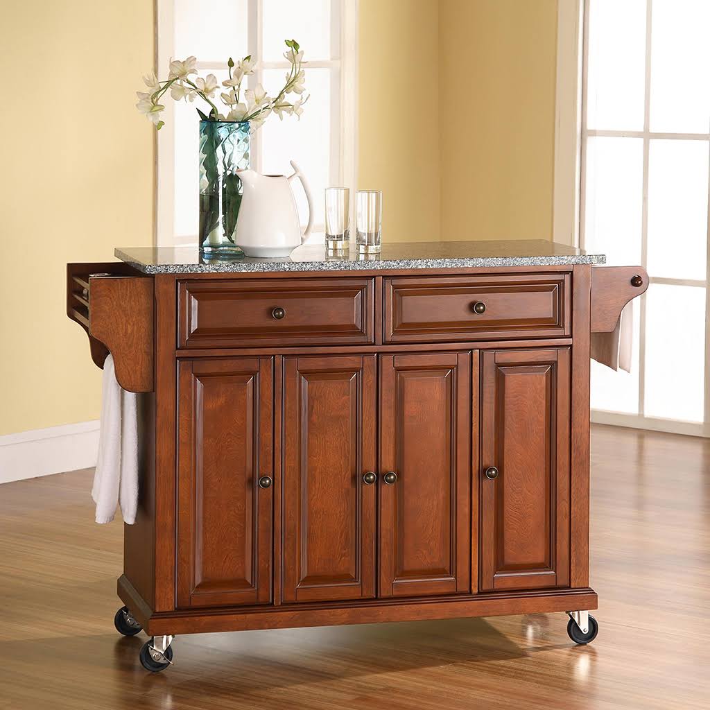 Classic Cherry Kitchen Cart with Granite Top N235