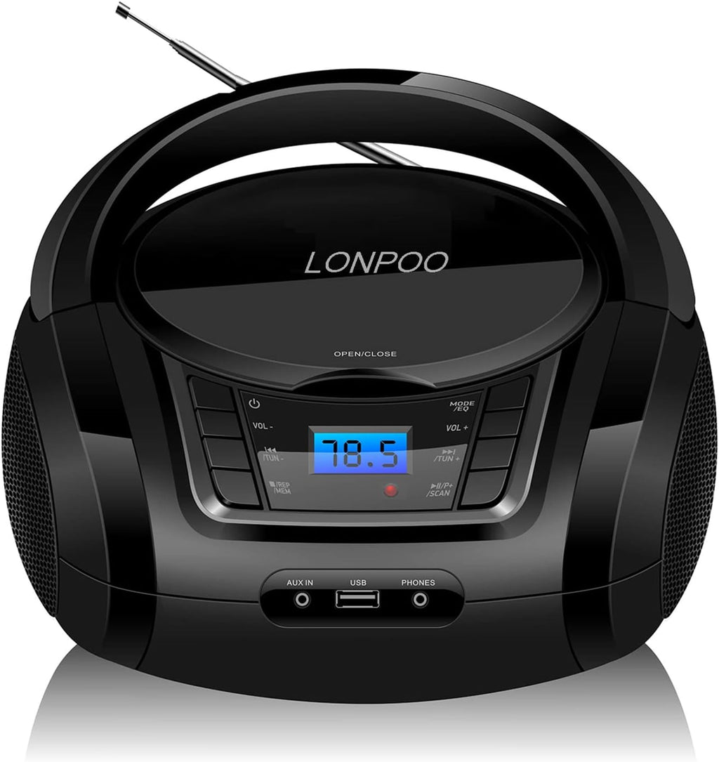 White Pack of 2 Portable CD Player Boombox with FM Radio, Bluetooth, Stereo Speaker V711033