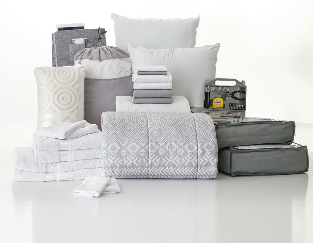 25-Piece Twin XL Bedding Bath Trunk Bundle Wonderland Gray H4318