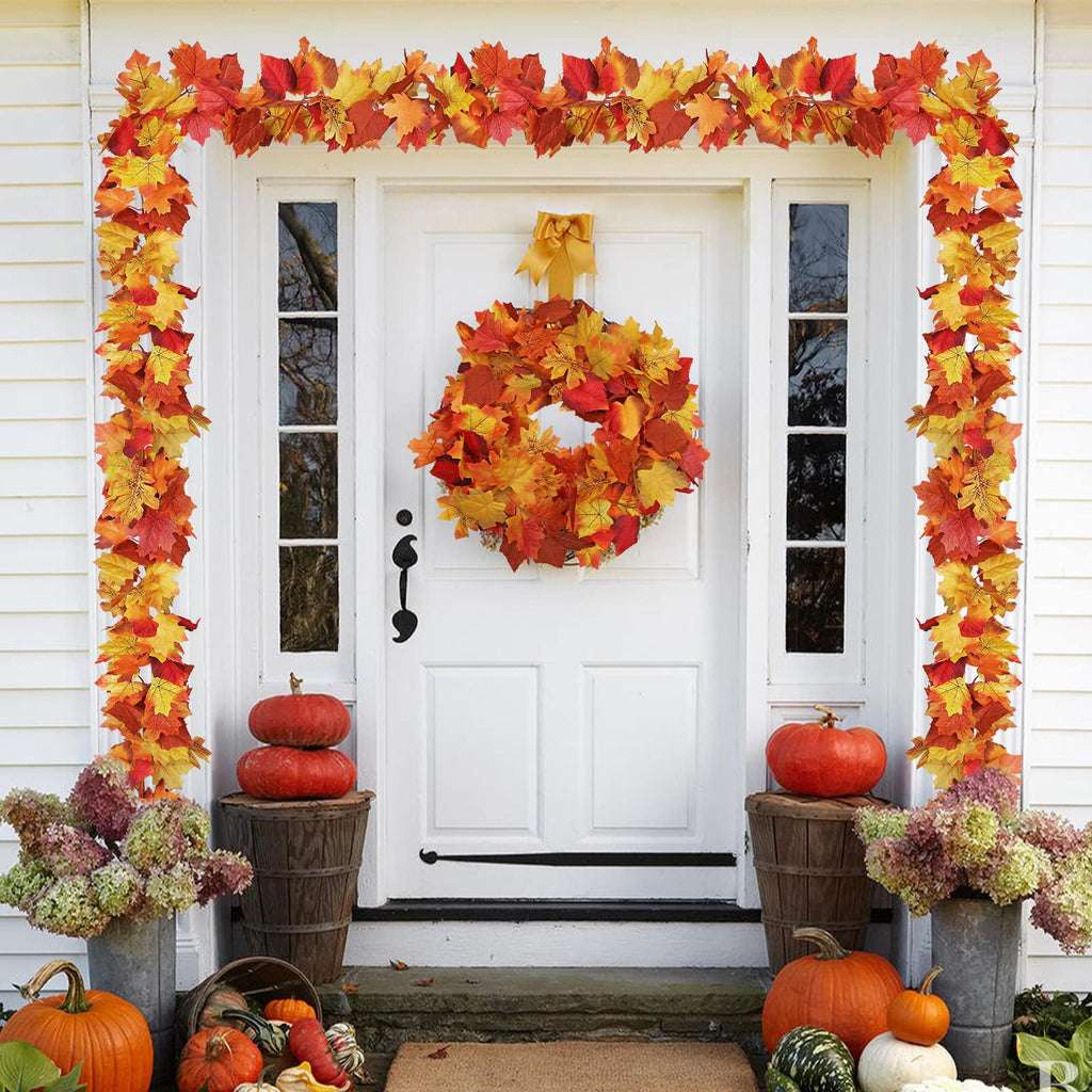 Maple Leaves Garland with Lights A79537