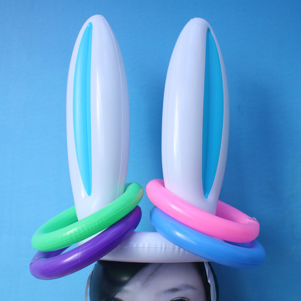 Easter Inflatable Bunny Ear Ring Toss Game Kit with Handheld Pump H652066