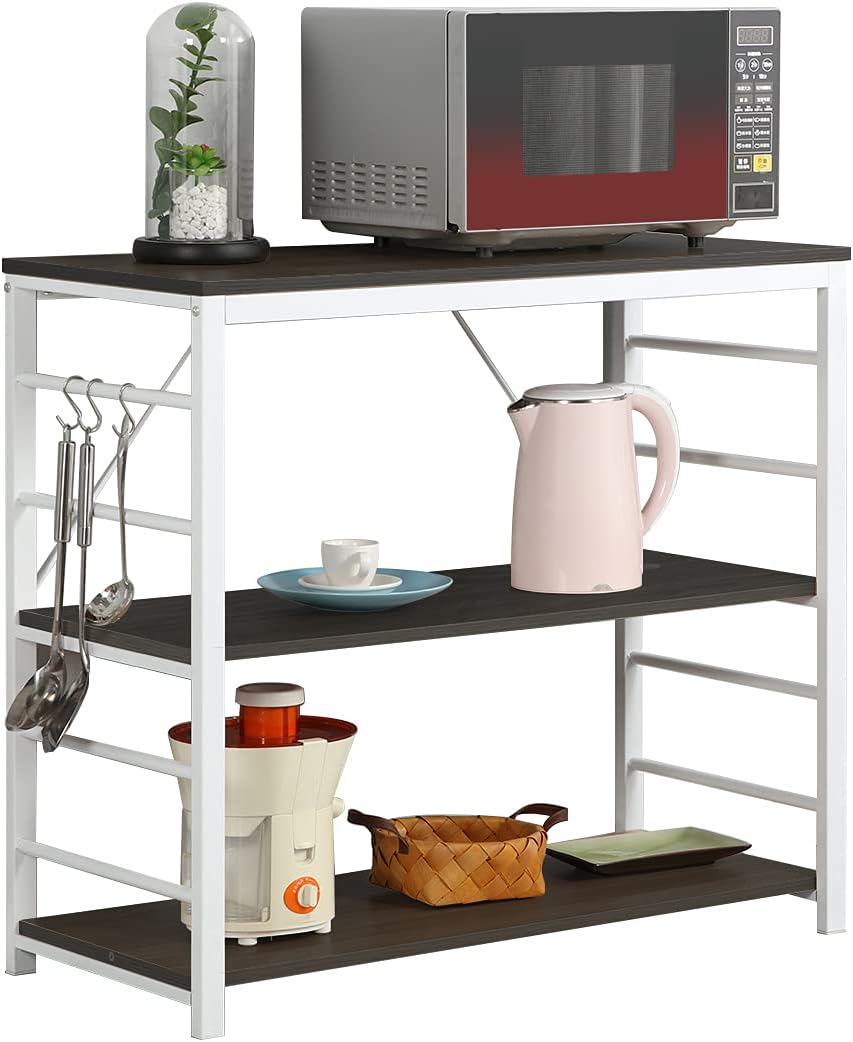 Black 3-Tier Microwave Cart with Hooks I965