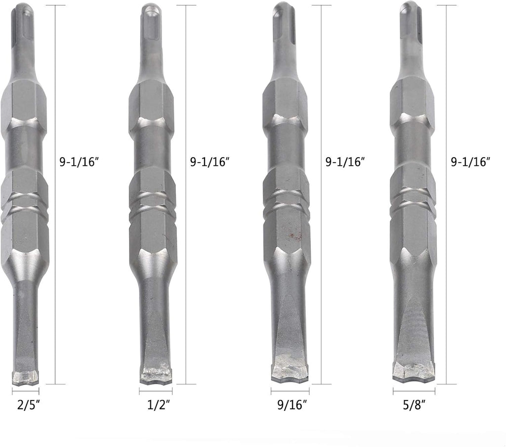 6PCS SDS Plus Floor Scraper Tool and Alloy Hammer Drill Chisel Bits with Groove Gouge Wall Scraper with Case P4320