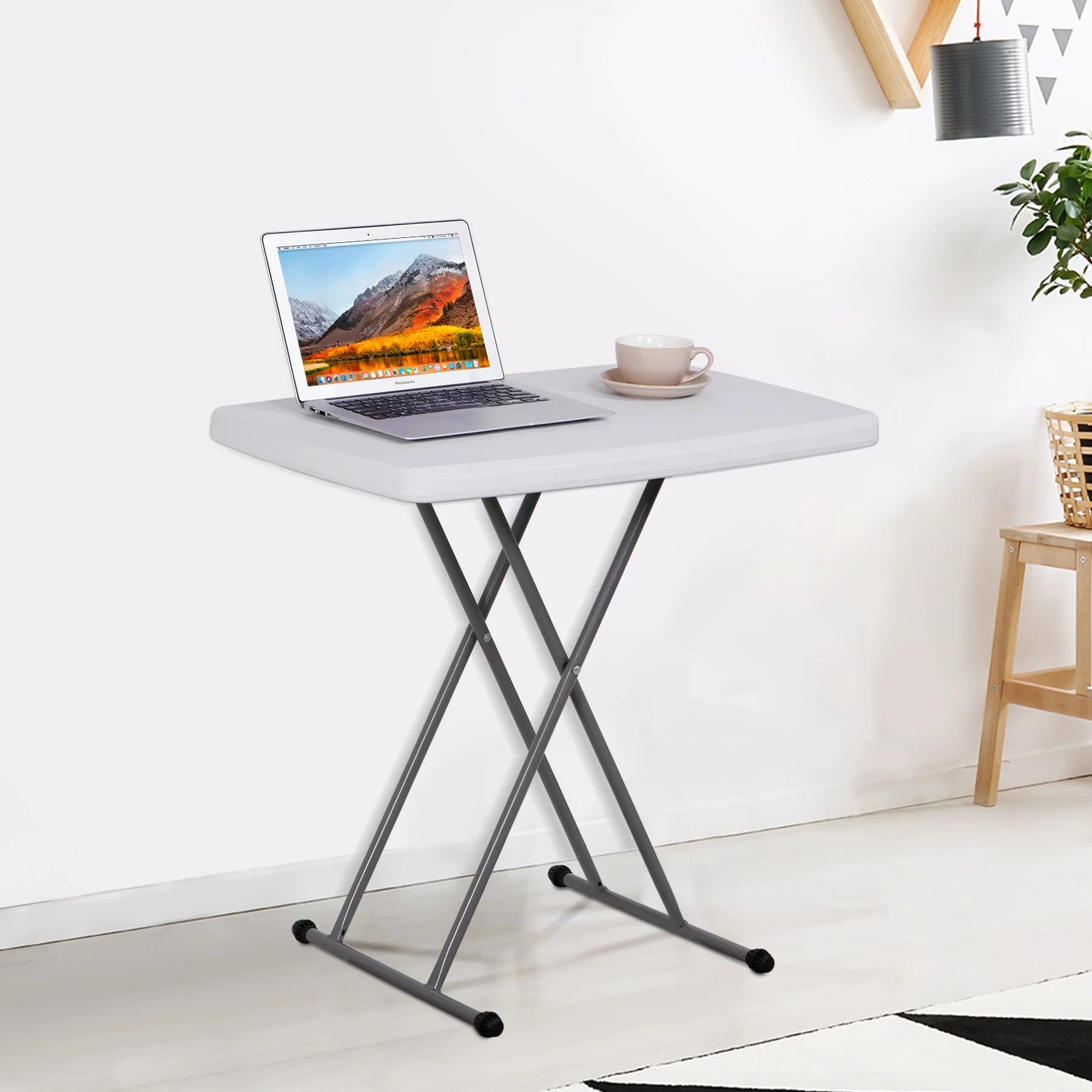 White Height Adjustable Folding Table B871362