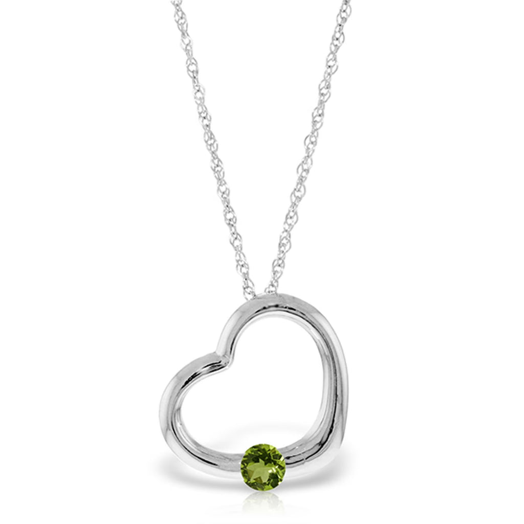 14k White Gold Open Heart Peridot Pendant Necklace B39906