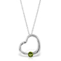 14k White Gold Open Heart Peridot Pendant Necklace B39906