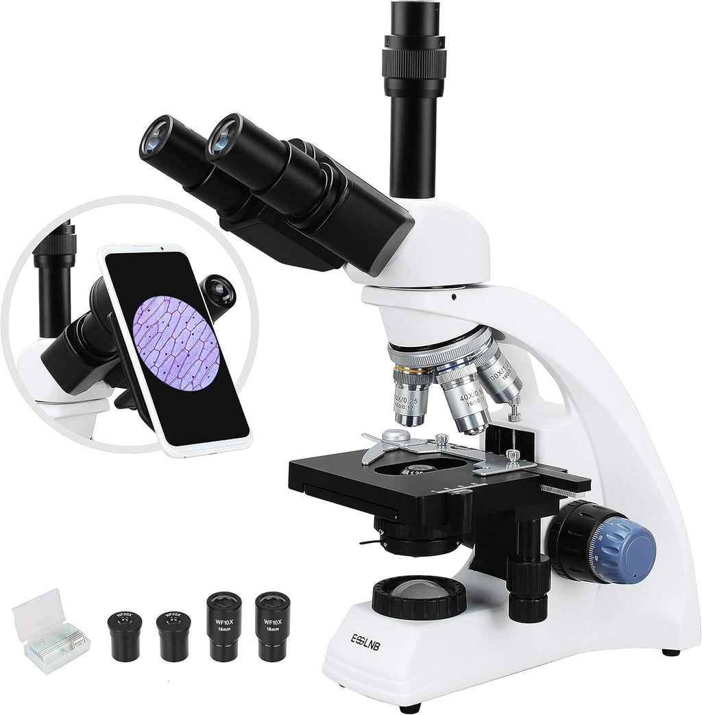 40X-1000X Biological Compound Microscope with Cell Phone Adapter and Slides J60899
