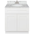 White Bathroom Vanity 30 inch with White Marble Top A314397