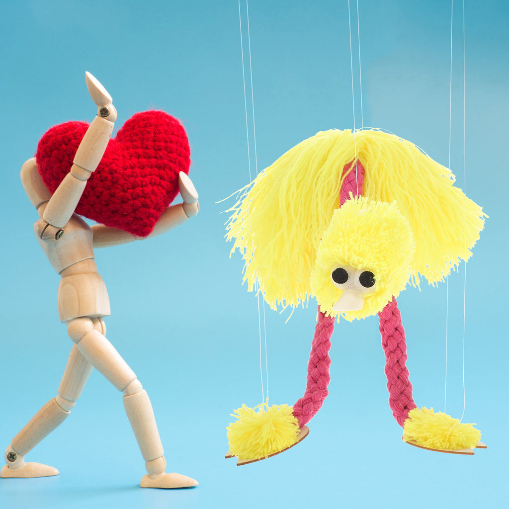 5PCS Pull String Plush Ostrich Marionette Toy (Yellow) U24562