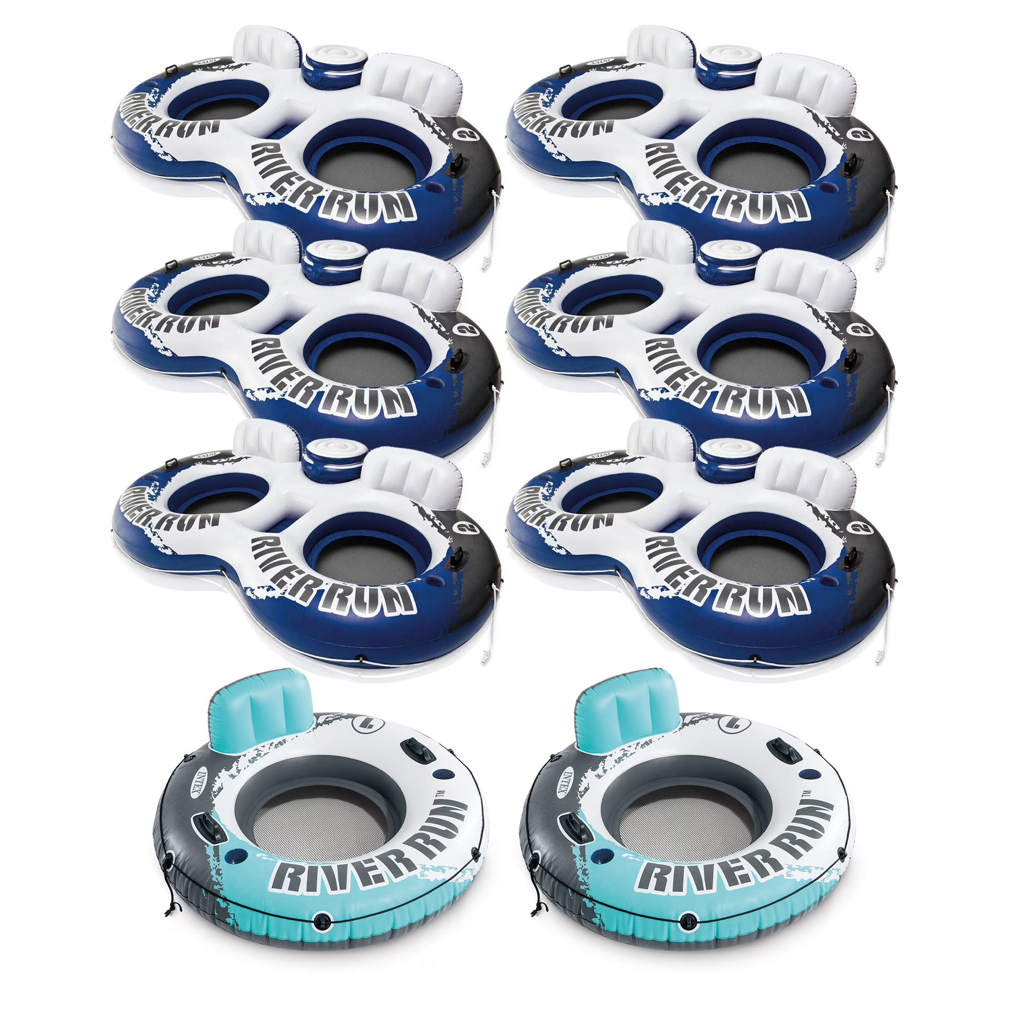 2 Person Inflatable River Float (6 Pack) + Single Tube (Pair) S942239