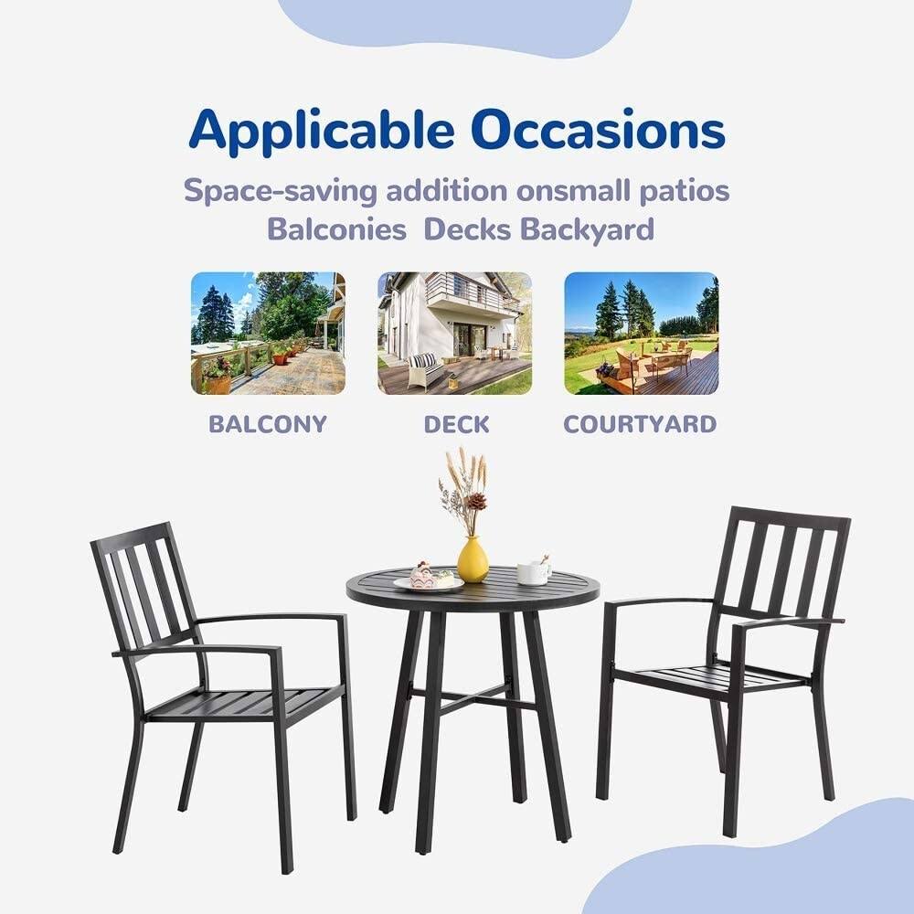3 Piece Black Metal Outdoor Bistro Set F54086