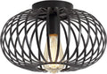 Black Metal Cage Semi Flush Mount Ceiling Light R4575