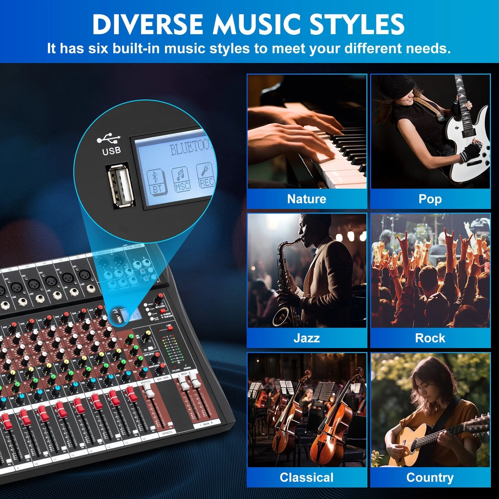 16 Channel Bluetooth Digital Sound Mixer S7669
