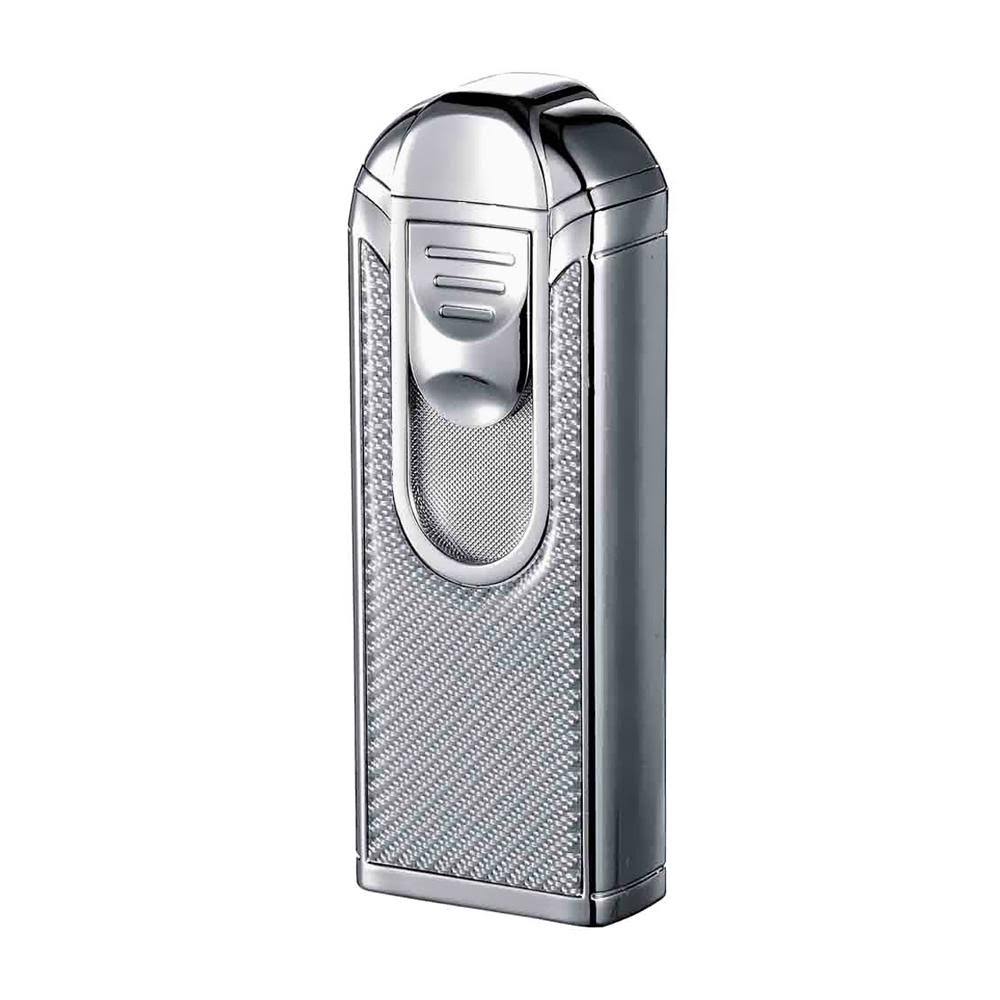 White Carbon Fiber Chrome Table Lighter S169879