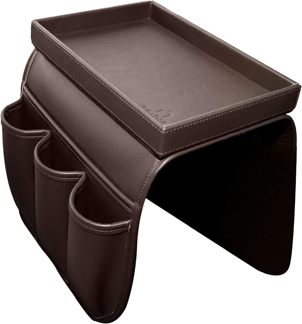 Grey Synthetic PU Leather Couch Remote Caddy with Detachable Tray B3748