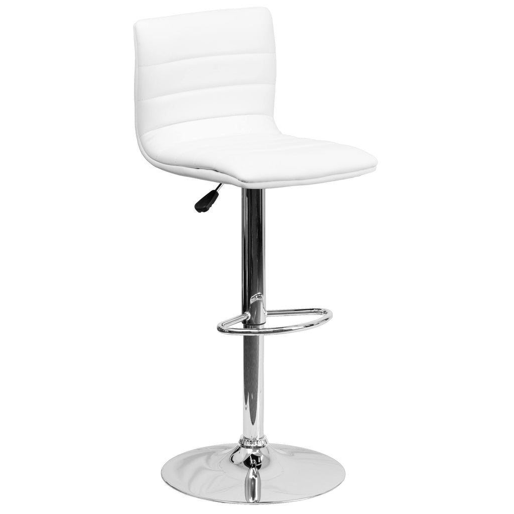 Modern Vinyl Adjustable Height Barstool with Horizontal Stitch Back, Set of 2 W228