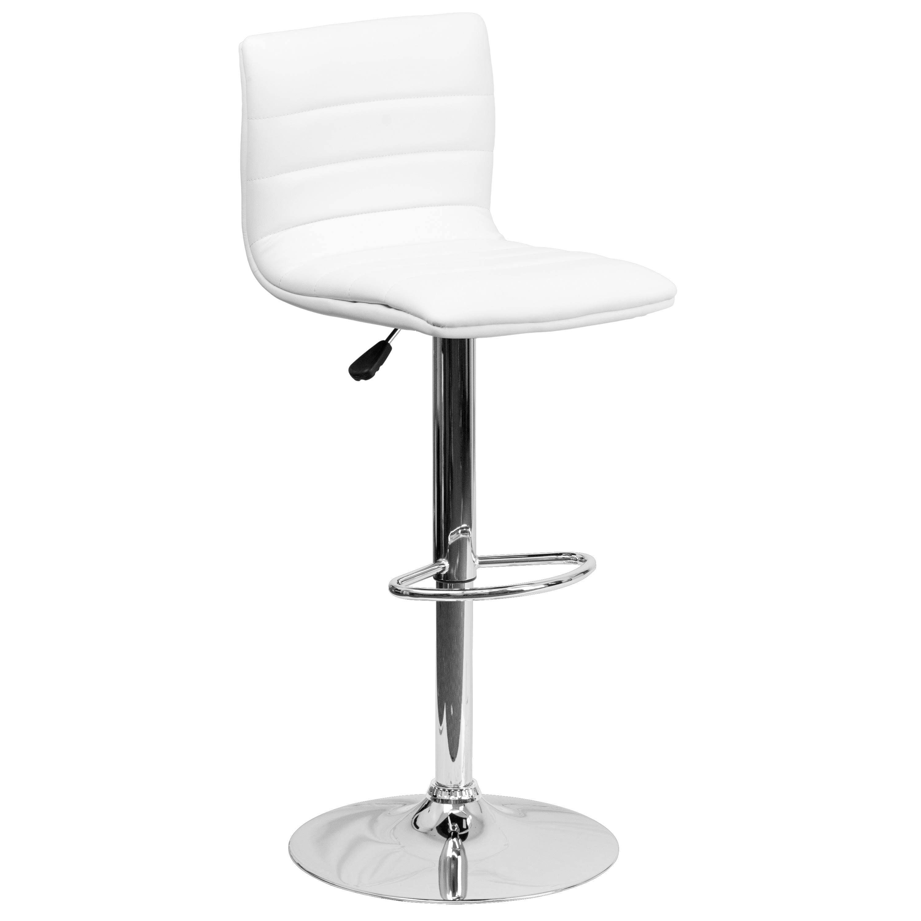 Modern Vinyl Adjustable Height Barstool with Horizontal Stitch Back, Set of 2 W228